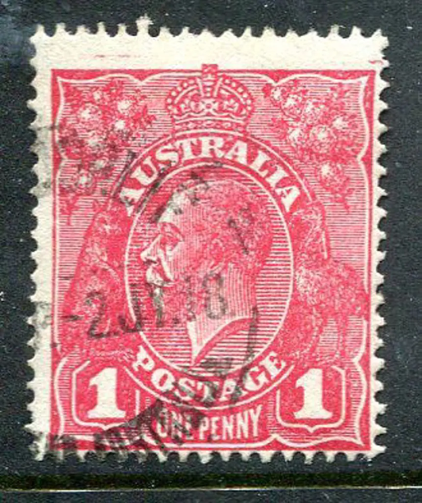1914-20 Single Watermark 1d rosine, G68, with ... Image 1++