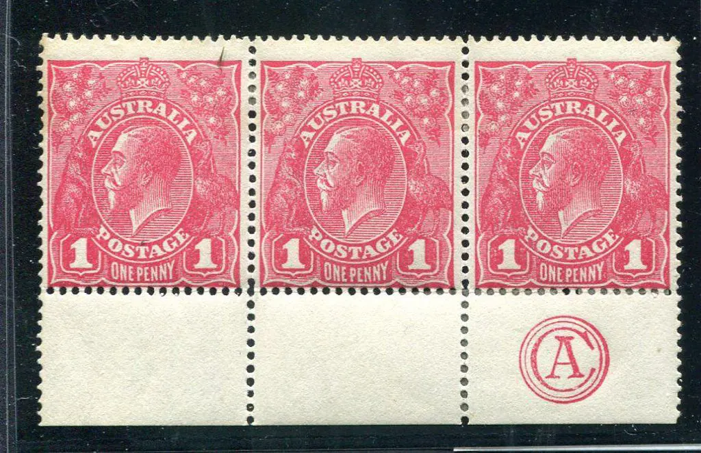 1914-20 Single Watermark 1d rosine G68 on rough ... Image 1++