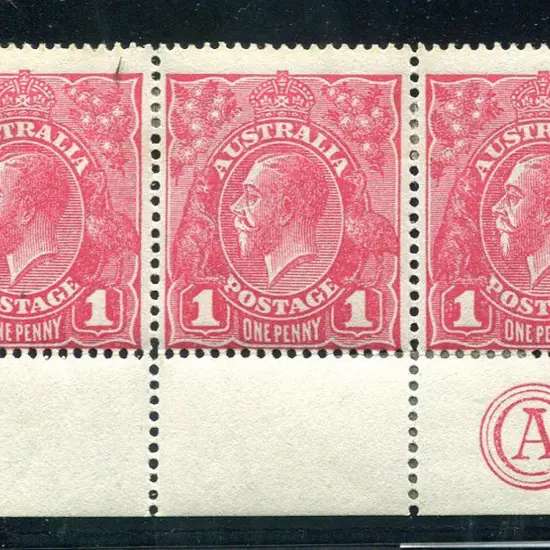 1914-20 Single Watermark 1d rosine G68 on rough ...