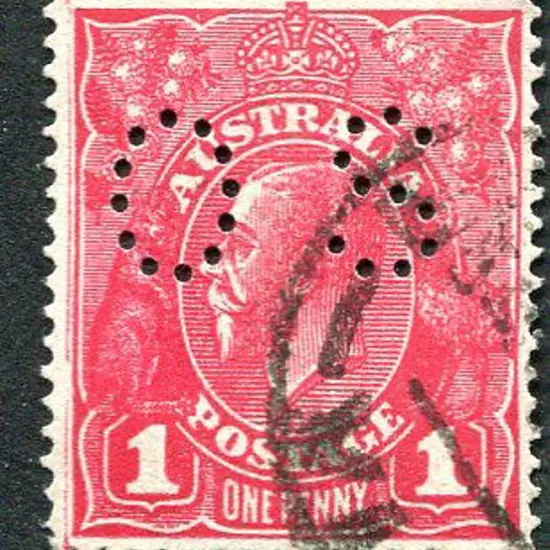 1914-20 Single Watermark 1d rosine, G69, perfined ...