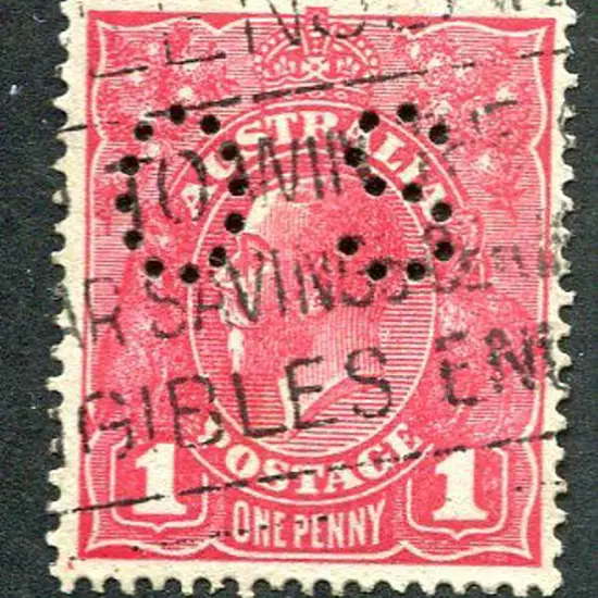 1914-20 Single Watermark 1d rosine, G69, perfined ...
