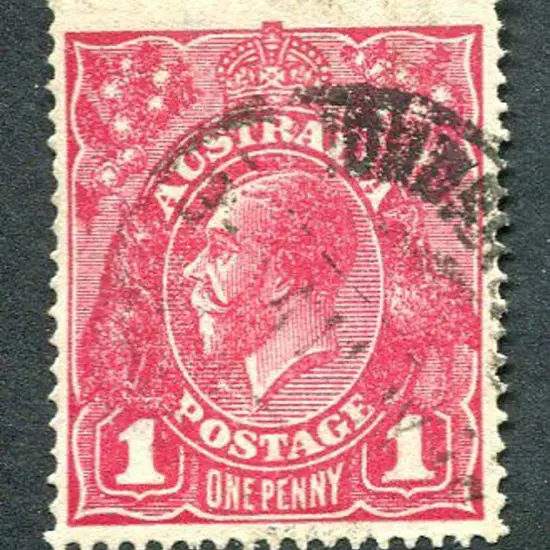 1914-20 Single Watermark 1d damson, G70½. Good to ...