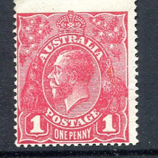1914-20 Single Watermark 1d plum G71 on rough ...