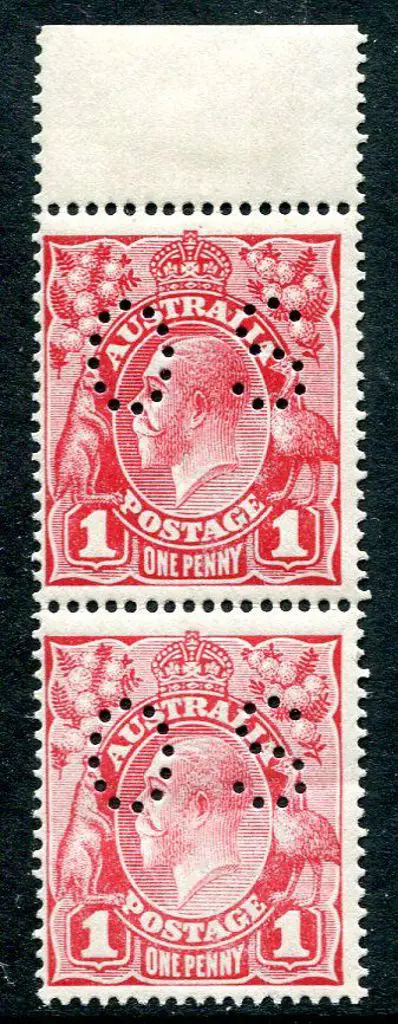 1914-20 Single Watermark 1d crimson "dry ink" pair ... Image 1++
