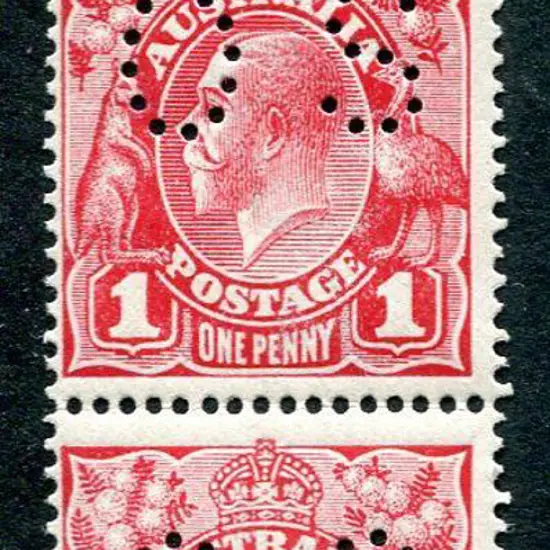 1914-20 Single Watermark 1d crimson "dry ink" pair ...