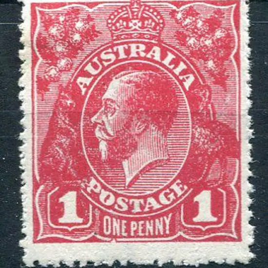 1914-20 Single Watermark 1d deep carmine single ...