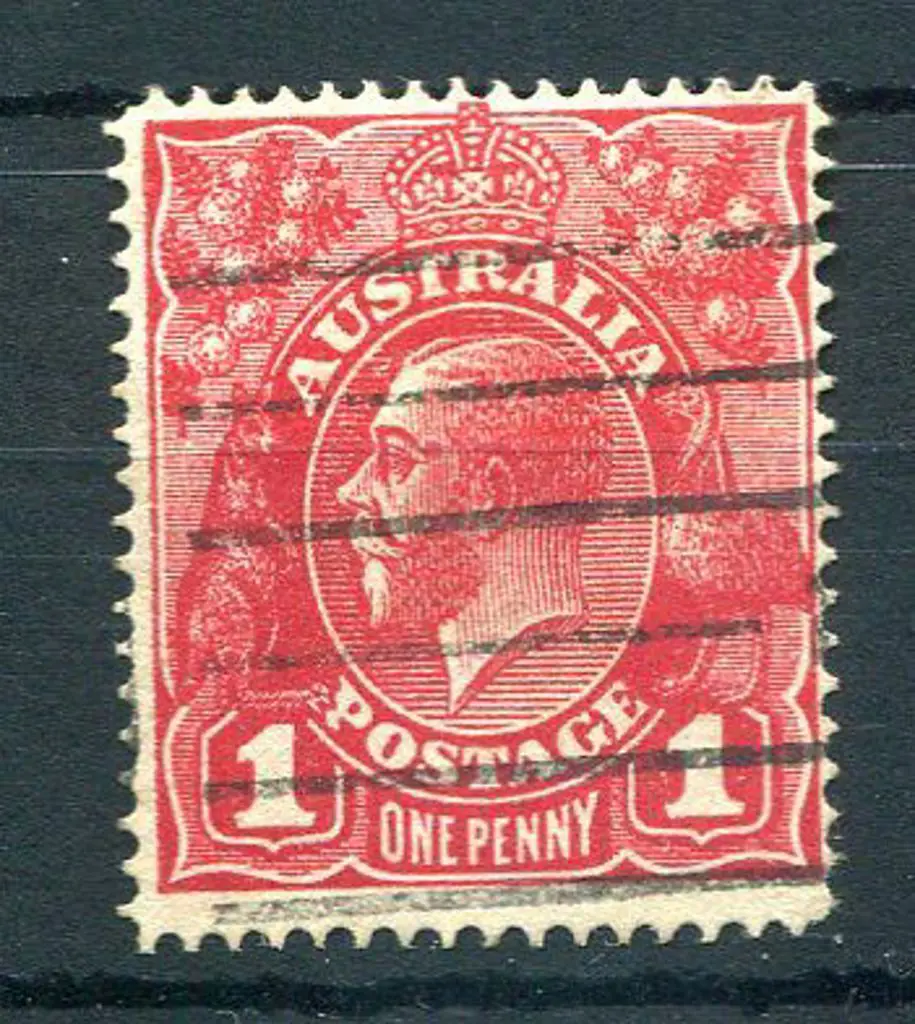 1914-20 Single Watermark 1d red single line perf ... Image 1++
