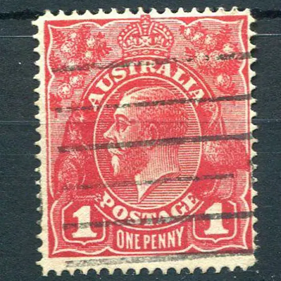 1914-20 Single Watermark 1d red single line perf ...
