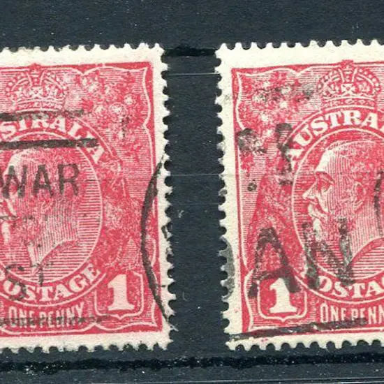 1914-20 Single Watermark 1d red, Die II substitute ...