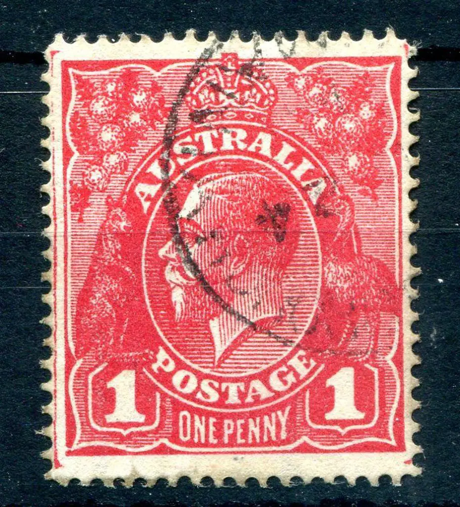 1914-20 Single Watermark 1d red, single line perf, ... Image 1++