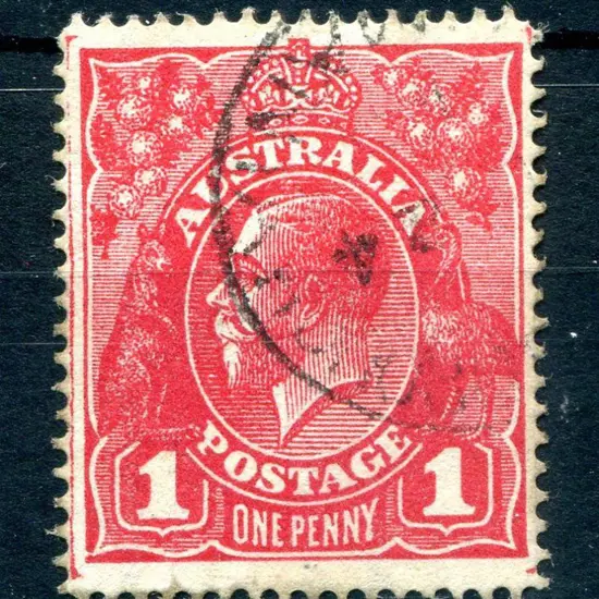 1914-20 Single Watermark 1d red, single line perf, ...