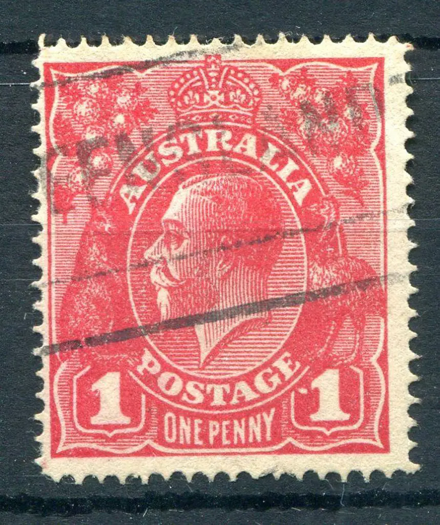 1914-20 Single Watermark 1d red, single line perf, ... Image 1++