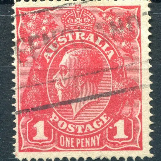 1914-20 Single Watermark 1d red, single line perf, ...
