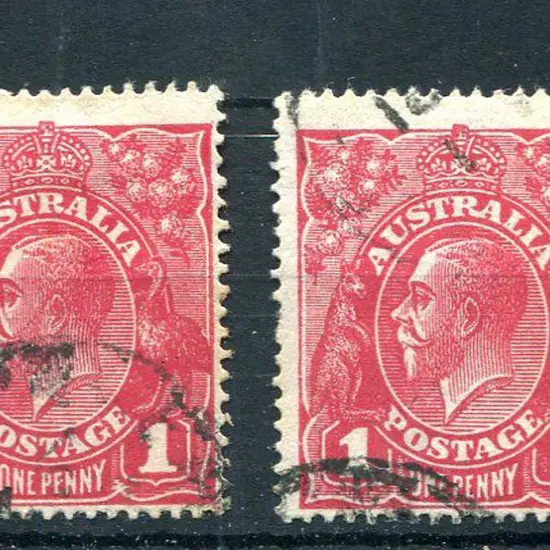 1918-20 Large Multiple Watermark 1d reds x 2 with ...