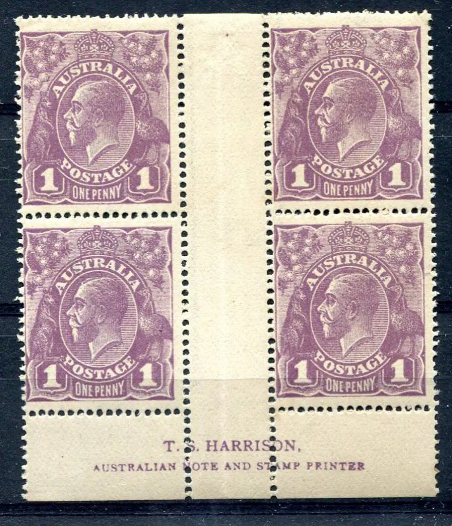 1914-20 Single Watermark 1d violet Harrison ... Image 1++