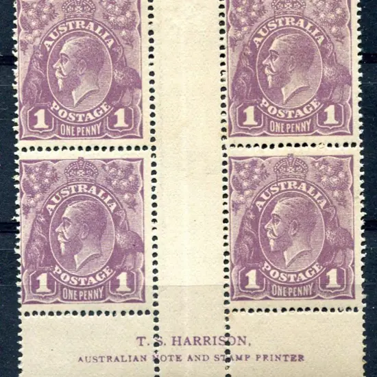 1914-20 Single Watermark 1d violet Harrison ...