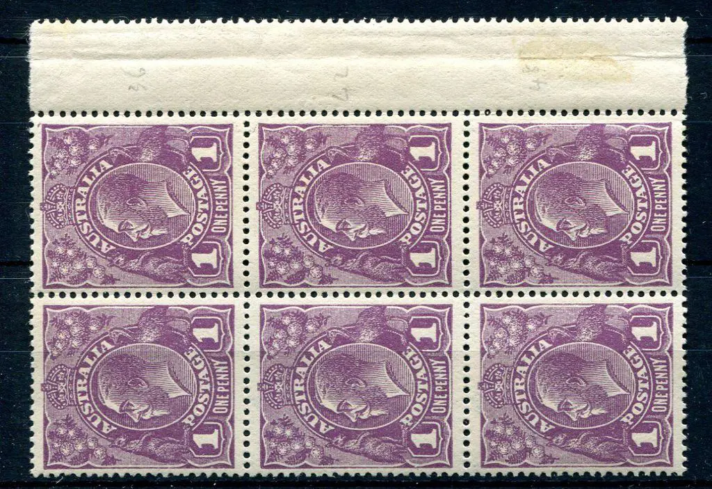 1914-20 Single Watermark 1d violet, pane 5 ... Image 1++