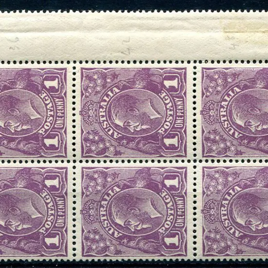 1914-20 Single Watermark 1d violet, pane 5 ...