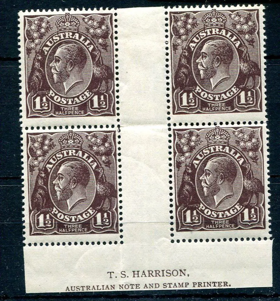 1914-20 Single Watermark 1½d black brown in ... Image 1++