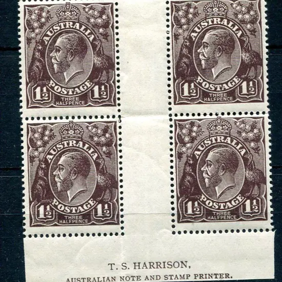 1914-20 Single Watermark 1½d black brown in ...