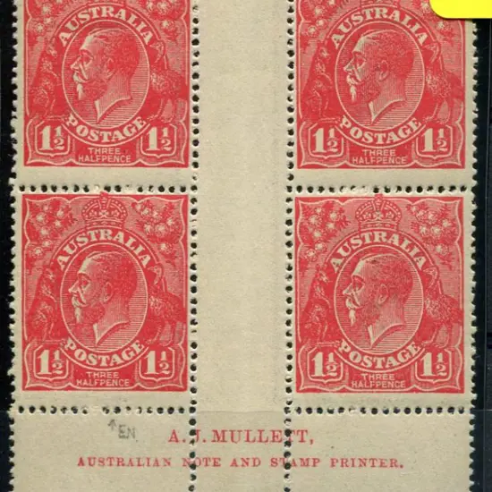 1914-20 Single Watermark 1½d red electro 26 in ...
