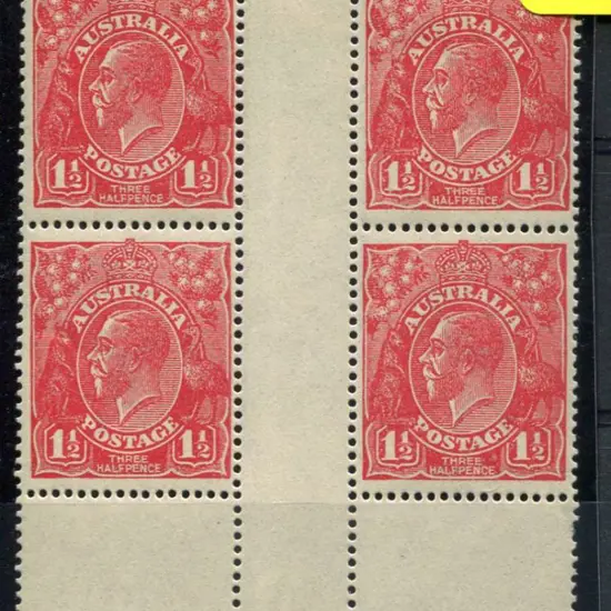 1914-20 Single Watermark 1½d red no imprint gutter ...