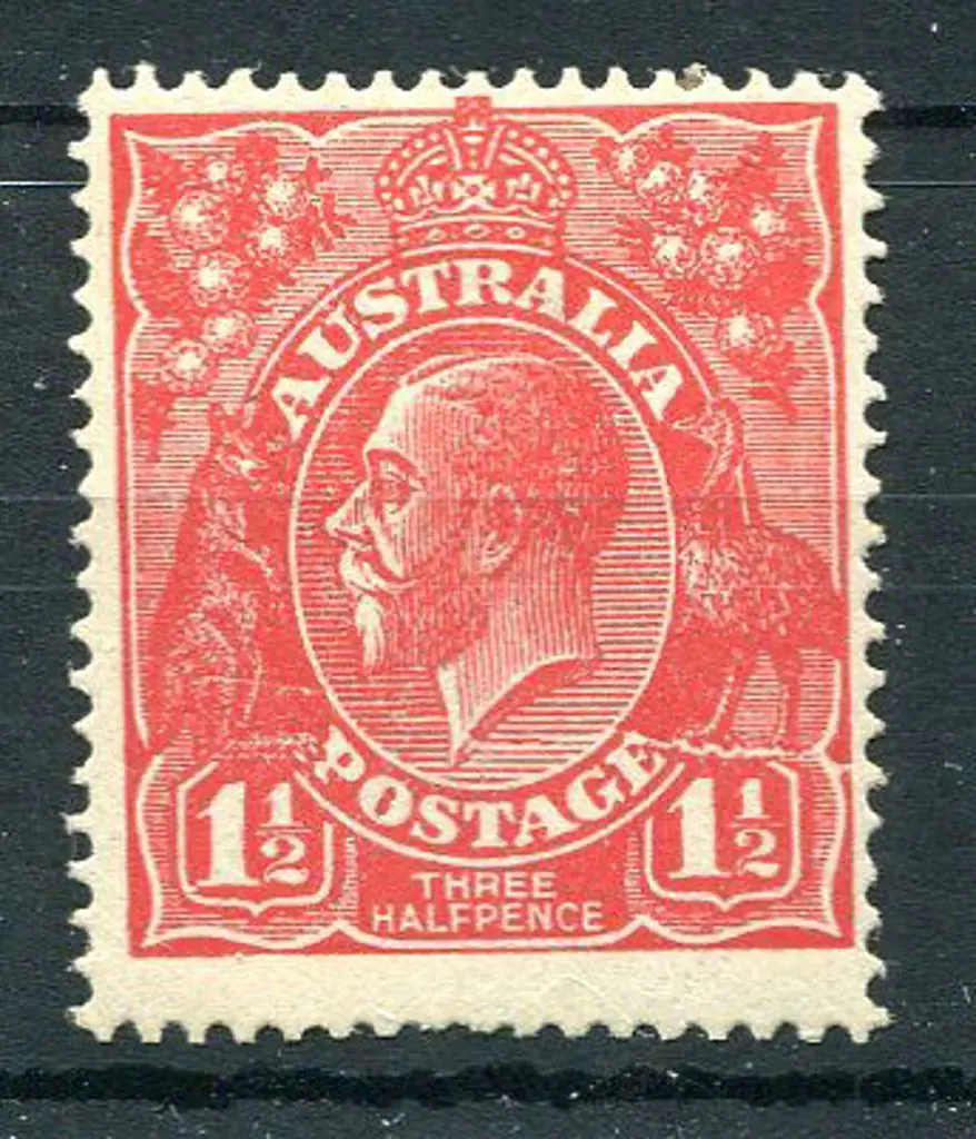 1914-20 Single Watermark 1½d red with "cracked ... Image 1++
