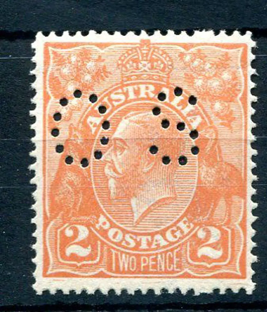1914-20 Single Watermark 2d orange perfined "OS" ... Image 1++
