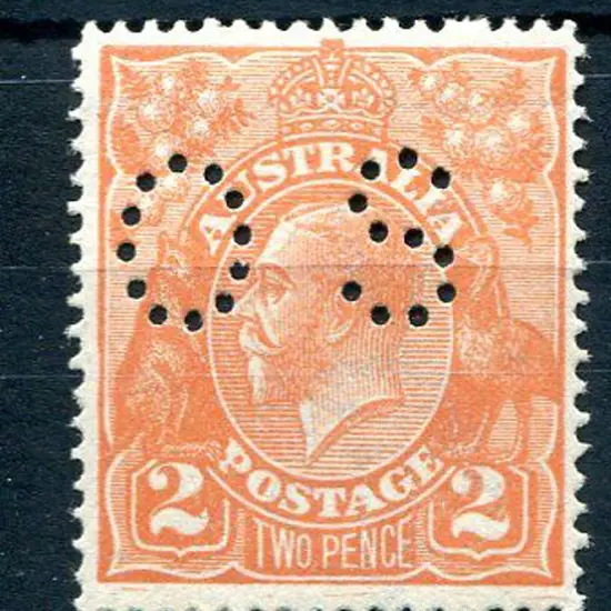 1914-20 Single Watermark 2d orange perfined "OS" ...