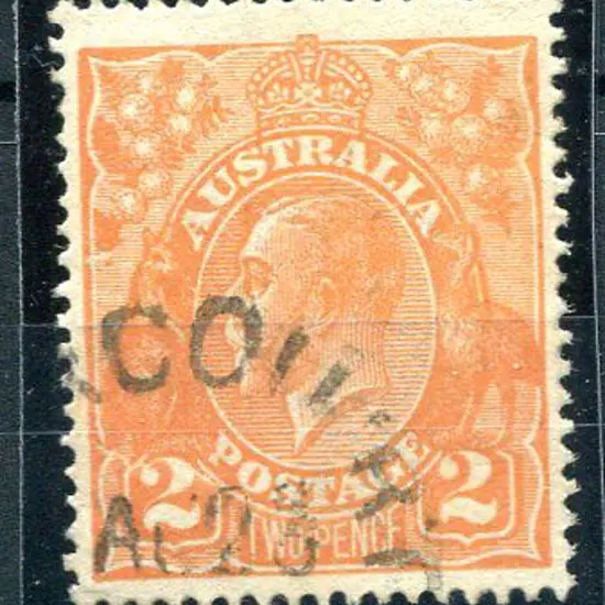 1914-20 Single Watermark 2d orange with "cracked ...