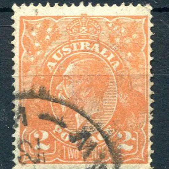 1914-20 Single Watermark 2d orange with cracked ...