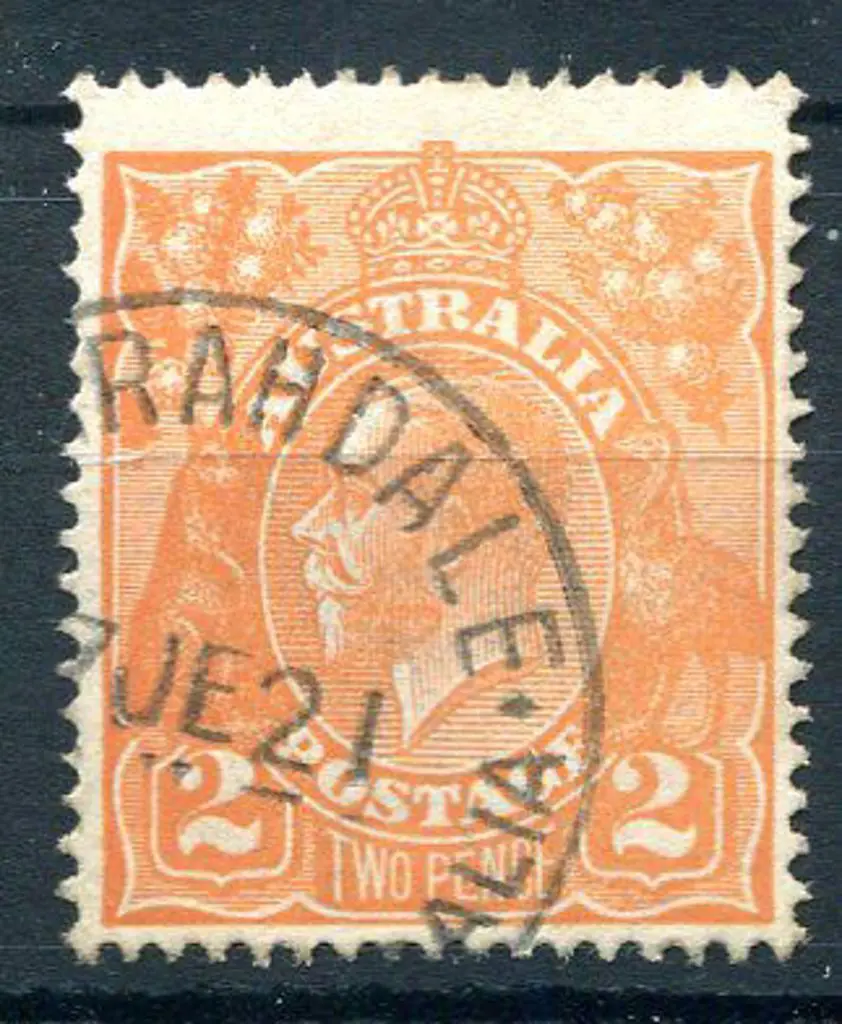 1914-20 Single Watermark 2d orange with cracked ... Image 1++