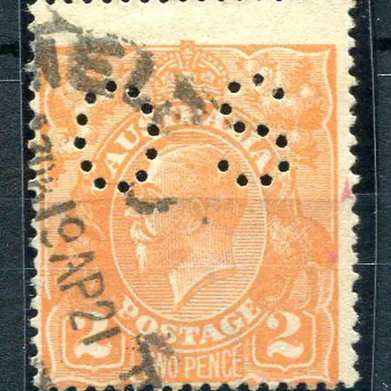 1914-20 Single Watermark 2d orange, perfd "OS" ...