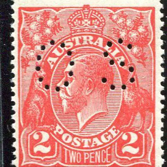 1914-20 Single Watermark 2d red perfined "OS" with ...