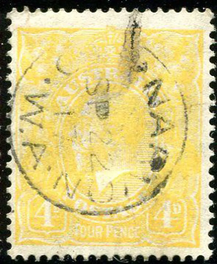 1914-20 Single Watermark 4d lime yellow fine used ... Image 1++