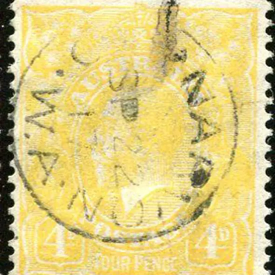 1914-20 Single Watermark 4d lime yellow fine used ...