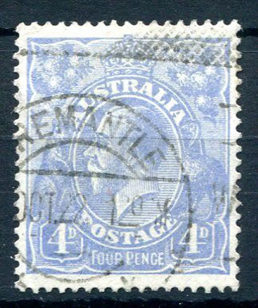 1914-20 Single Watermark 4d blue with "thin FOU of ... Image 1++