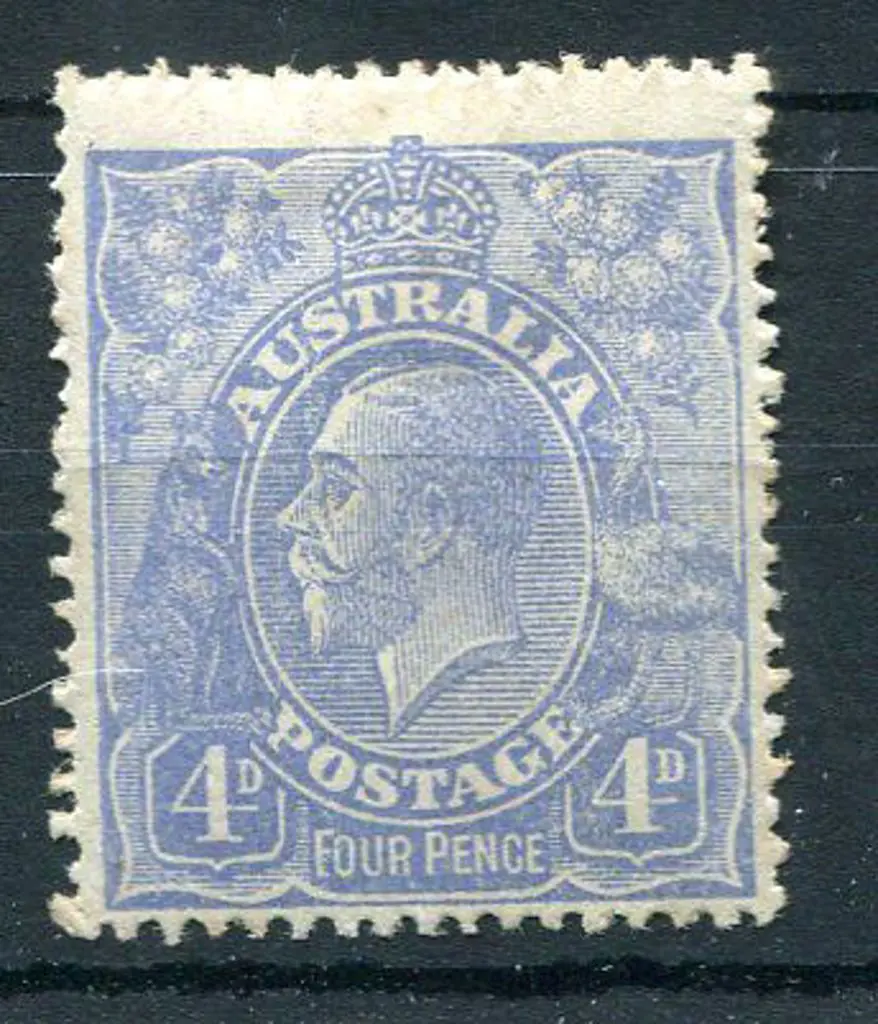 1914-20 Single Watermark 4d ultramarine with ... Image 1++