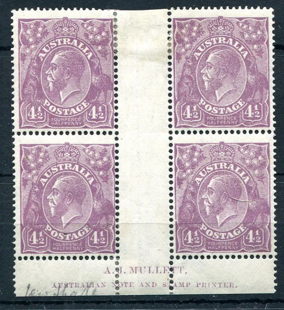 1914-20 Single Watermark 4½d pale reddish violet ... Image 1++