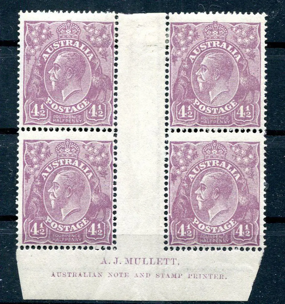 1914-20 Single Watermark 4½d violet Mullett ... Image 1++