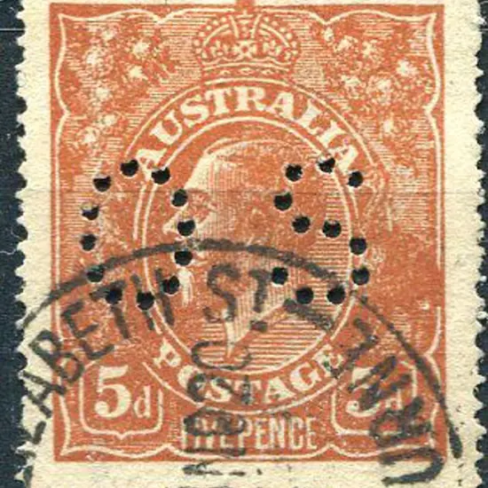 1914-20 Single Watermark 5d chestnut SLP on rough ...