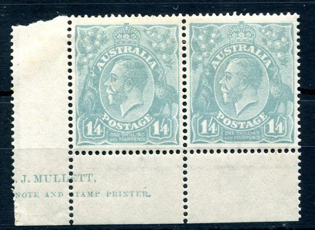 1914-20 Single Watermark 1/4d turquoise blue in ... Image 1++