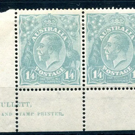 1914-20 Single Watermark 1/4d turquoise blue in ...