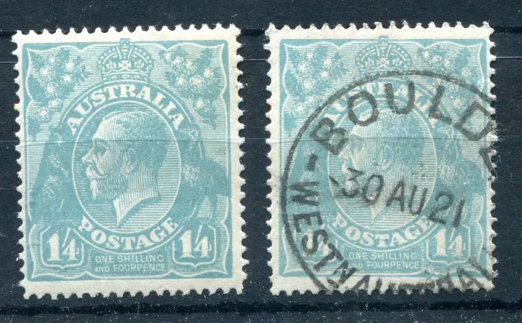 1914-20 Single Watermark 1/4d turquoise blue. MLH ... Image 1++