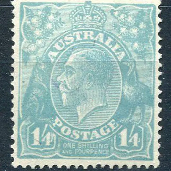 1914-20 Single Watermark 1/4d greenish-blue with ...