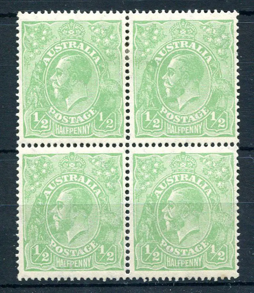 1918-20 Large Multiple Watermark Perf.14 ½d green ... Image 1++