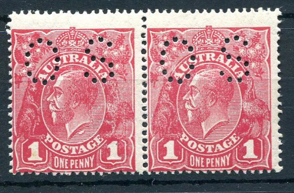 1918-20 Large Multiple Watermark Perf.14 1d red ... Image 1++
