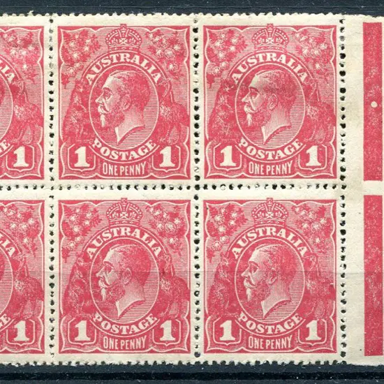 1918-20 Large Multiple Watermark Perf.14 1d red ...