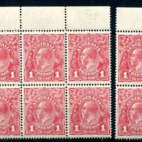 1918-20 Large Multiple Watermark Perf.14 1d red ...