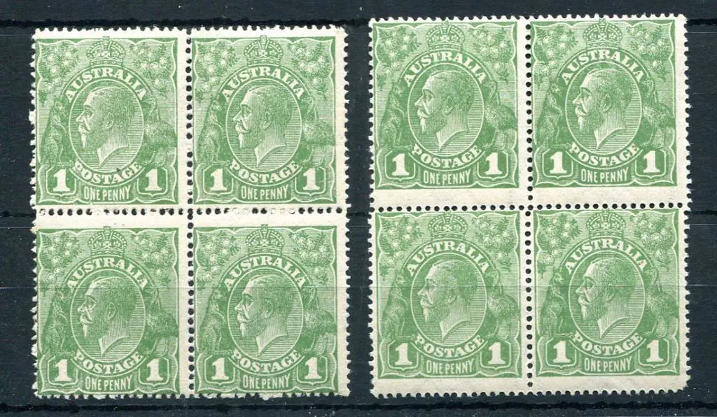 1918-20 Large Multiple Watermark Perf.14 1d green ... Image 1++
